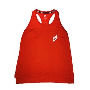 Nike Red Racerback Tank Top Pocket Spell Out Logo Swoosh Size Large